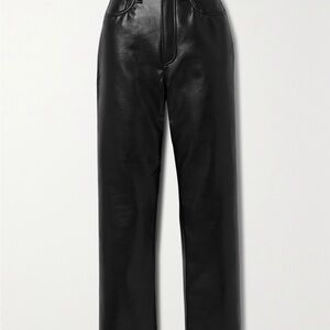 Black Leather High-Waisted Pants